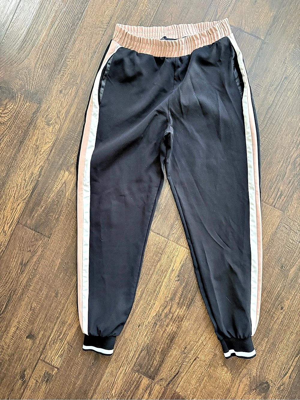 Zara Track Joggers Color Block in Black & Pink Size Medium